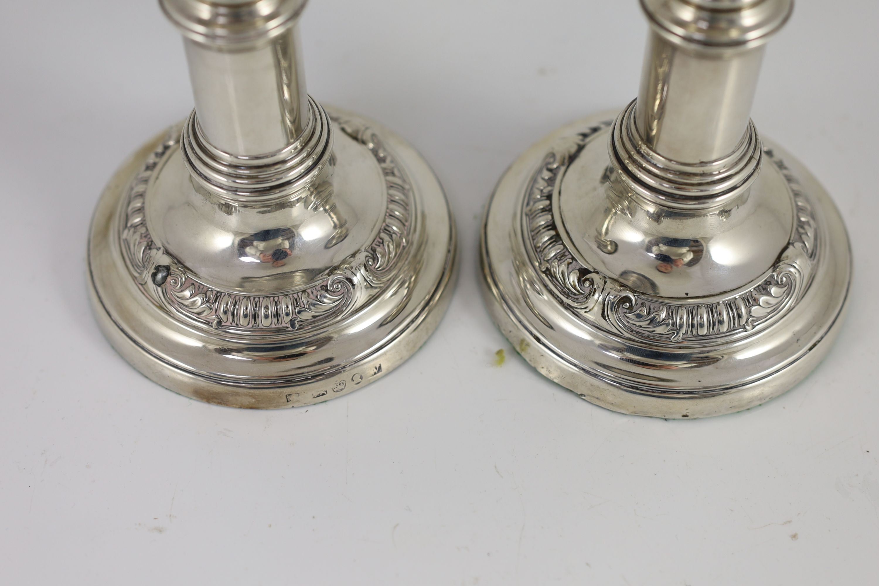 A pair of George III silver telescopic candlesticks, by S.C. Younge & Co